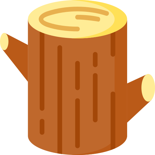 An icon of a cut log or tree stump with small branch stubs