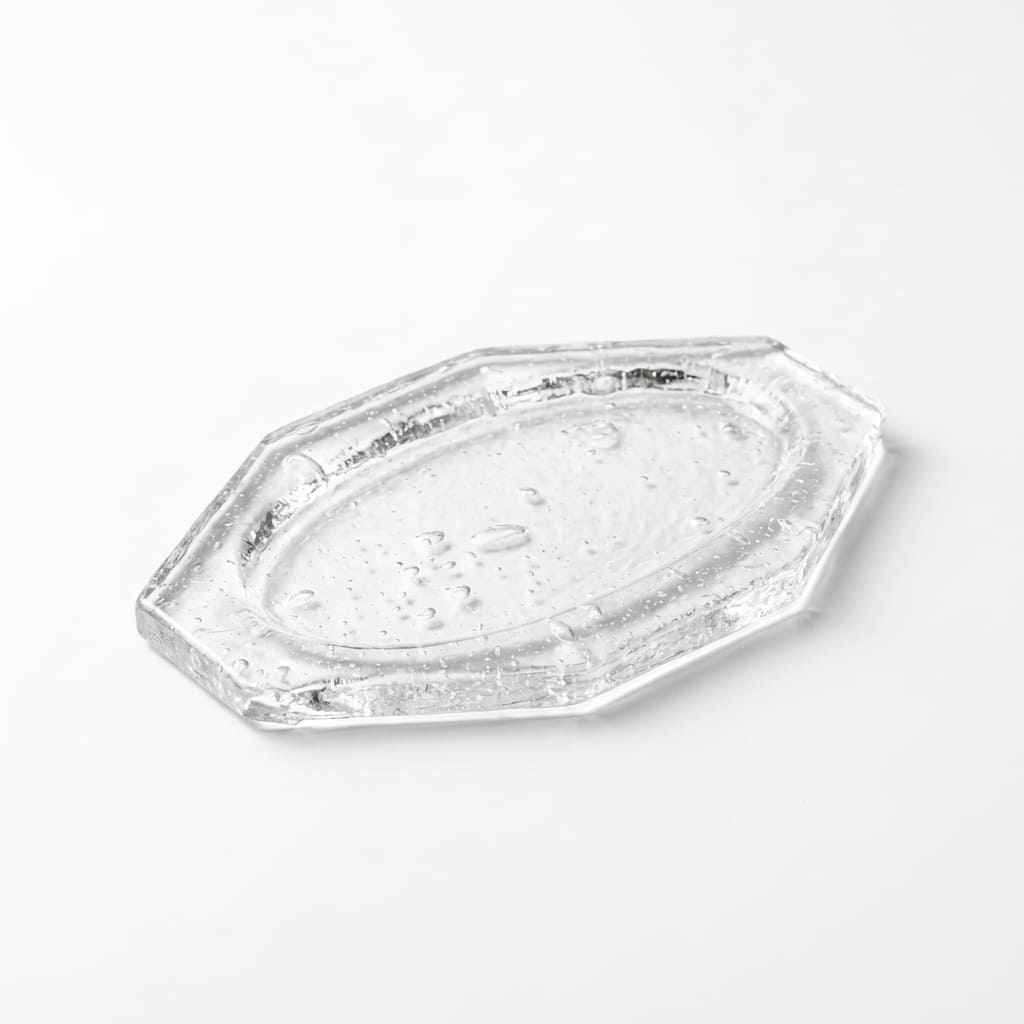 Kumo Glass Incense Tray product shot on a clean white background, showing a handcrafted Japanese-inspired clear glass incense tray designed as a companion piece for incense holders and for gently catching falling ash.